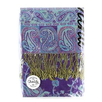PASKMLNA Reversible Paisley Pashmina Shawl Wrap Elegant Colors (023-26Violet)