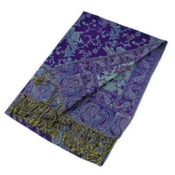 PASKMLNA Reversible Paisley Pashmina Shawl Wrap Elegant Colors (023-26Violet)
