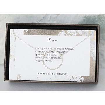 Simple Minimal Karma Circle Sterling Silver Necklace 15mm
