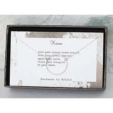 Simple Minimal Karma Circle Sterling Silver Necklace 15mm