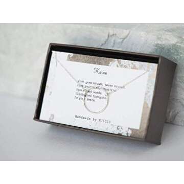 Simple Minimal Karma Circle Sterling Silver Necklace 15mm