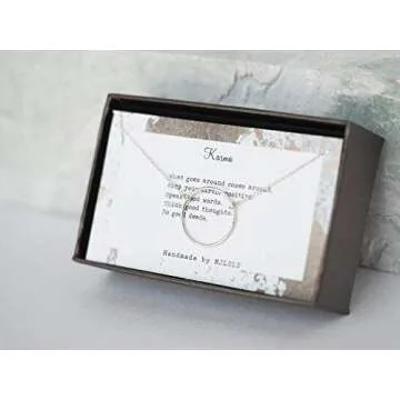 Simple Minimal Karma Circle Sterling Silver Necklace 15mm