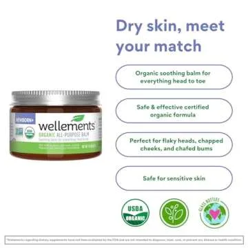 Wellements Organic All Purpose Balm for Babies and Kids | Gentle and Soothing All Over Ointment for Dry, Chafed and Sensitive Skin | Free From Petroleum, Parabens and Fragrances | 1.8 Fl Oz