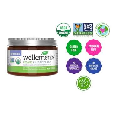 Wellements Organic All Purpose Balm for Babies and Kids | Gentle and Soothing All Over Ointment for Dry, Chafed and Sensitive Skin | Free From Petroleum, Parabens and Fragrances | 1.8 Fl Oz