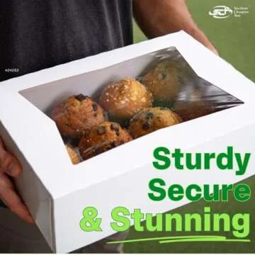 SCT White Bakery Boxes with Window & Flip Top - 200 pcs