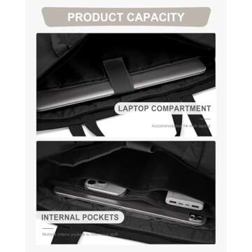 suratio Tote Bag For Women Canvas The Tote Bag Travel Laptop Tote Bag Purse With Compartments Computer Gym Yoga Mat Bag Work Weekender Tote Bags Top-handle Handbags With Zipper 2Pcs Set Black