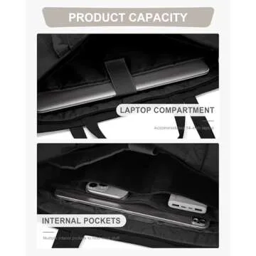 suratio Tote Bag For Women Canvas The Tote Bag Travel Laptop Tote Bag Purse With Compartments Computer Gym Yoga Mat Bag Work Weekender Tote Bags Top-handle Handbags With Zipper 2Pcs Set Black