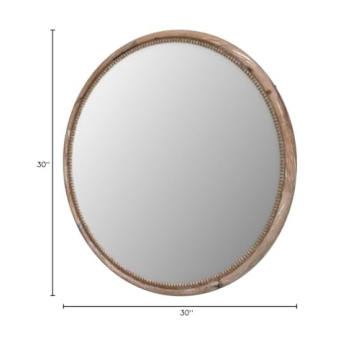 Elegant 30" Round Wood Mirror for Wall - Natural Brown