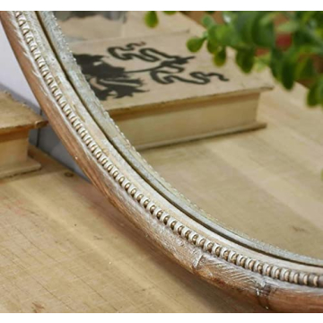 Elegant 30" Round Wood Mirror for Wall - Natural Brown