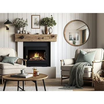 Elegant 30" Round Wood Mirror for Wall - Natural Brown