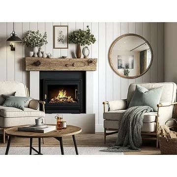 Elegant 30" Round Wood Mirror for Wall - Natural Brown