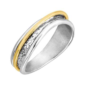 Silpada 'Float on' Fidget Spinner Ring in Sterling Silver with 14K Yellow Gold-Plating, Size 9, Size...