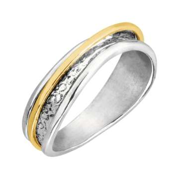 Silpada 'Float on' Fidget Spinner Ring in Sterling Silver with 14K Yellow Gold-Plating, Size 9, Size 9