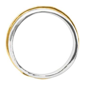 Silpada 'Float on' Fidget Spinner Ring in Sterling Silver with 14K Yellow Gold-Plating, Size 9, Size 9