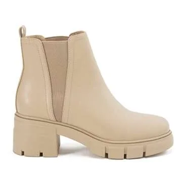 REDTOP Women's Chelsea Boots Elastic Chunky Block Heel Platform Lug Sole Ankle Booties