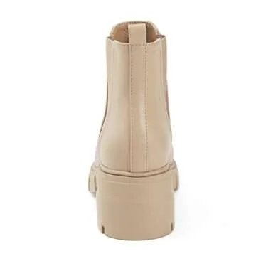 REDTOP Women's Chelsea Boots Elastic Chunky Block Heel Platform Lug Sole Ankle Booties