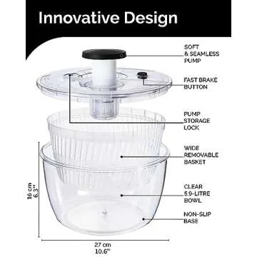 Multi-Use Pump Salad Spinner for Easy Meal Prep