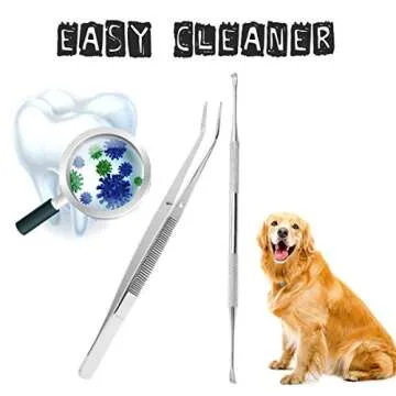 TANTAI_CARE Dog Dental Care Scraper and Tweezers Set - 2 Pack Upgrade Pet Tartar Remover with Different Angles Double Head, Stainless Steel Teeth Cleaning Tools for Dogs/Cats