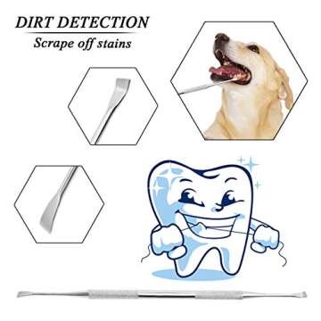 TANTAI_CARE Dog Dental Care Scraper and Tweezers Set - 2 Pack Upgrade Pet Tartar Remover with Different Angles Double Head, Stainless Steel Teeth Cleaning Tools for Dogs/Cats