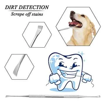 TANTAI_CARE Dog Dental Care Scraper and Tweezers Set - 2 Pack Upgrade Pet Tartar Remover with Different Angles Double Head, Stainless Steel Teeth Cleaning Tools for Dogs/Cats