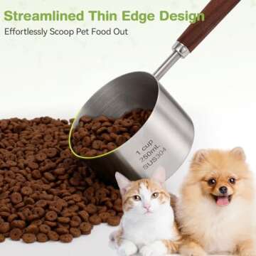 FAFAFLYER Pet Food Scoop - 304 Stainless Steel, 1-Cup Capacity