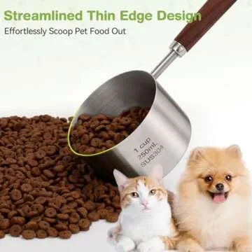 FAFAFLYER Pet Food Scoop - 304 Stainless Steel, 1-Cup Capacity