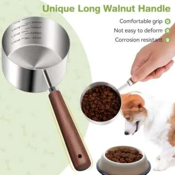 FAFAFLYER Pet Food Scoop - 304 Stainless Steel, 1-Cup Capacity