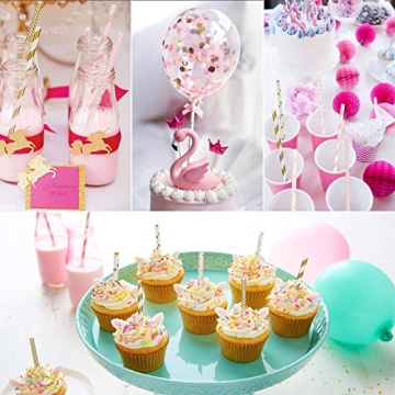 Hiware 200-Pack Pink/Gold Party Paper Straws