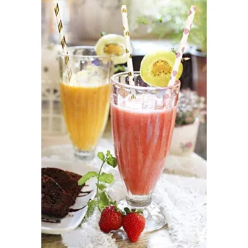 Hiware 200-Pack Pink/Gold Party Paper Straws