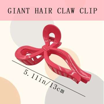 KuuGuu Bow Hair Claw Clips - 3 PCS Nonslip Large Butterfly Ribbon Clips for Thick Hair, Strong Hold ...