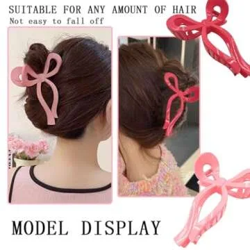 KuuGuu Bow Hair Claw Clips - 3 PCS Nonslip Large Butterfly Ribbon Clips for Thick Hair, Strong Hold Matte Hair Accessories for Women & Girls | Holiday Present for Teen Girls