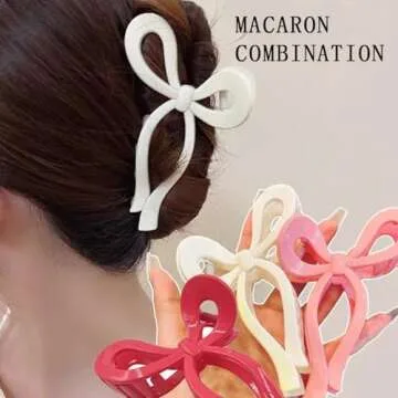 KuuGuu Bow Hair Claw Clips - 3 PCS Nonslip Large Butterfly Ribbon Clips for Thick Hair, Strong Hold Matte Hair Accessories for Women & Girls | Holiday Present for Teen Girls