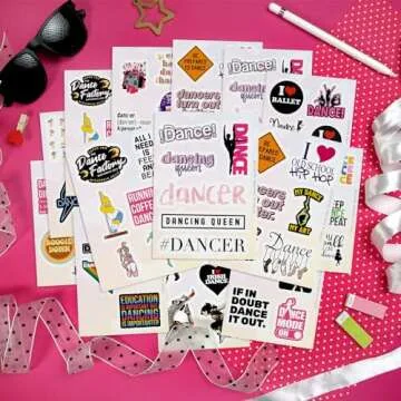 100 Dance Stickers for Water Bottles and Scrapbooking
