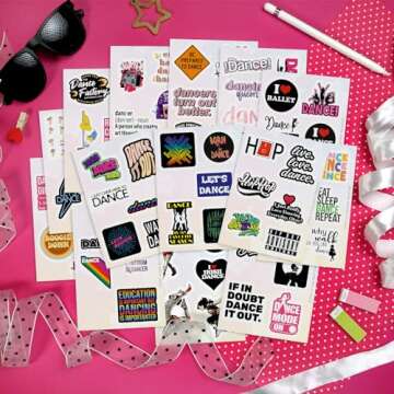 100 Dance Stickers for Water Bottles and Scrapbooking