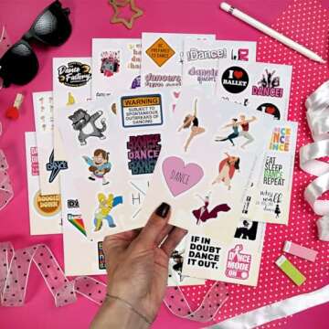 100 Dance Stickers for Water Bottles and Scrapbooking