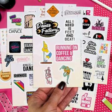100 Dance Stickers for Water Bottles and Scrapbooking