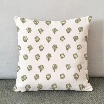Decorative Pillow Cover 18x18 Olive Green Floral Design
