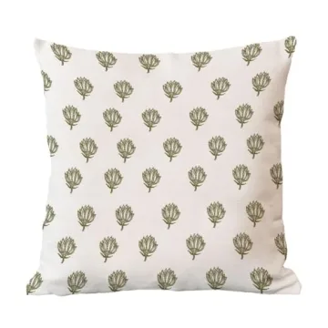 Decorative Pillow Cover 18x18 Olive Green Floral Design