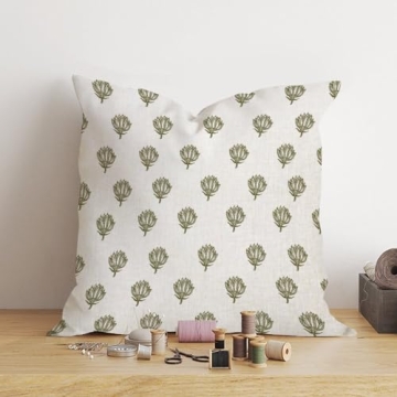 Decorative Pillow Cover 18x18 Olive Green Floral Design