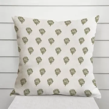 Decorative Pillow Cover 18x18 Olive Green Floral Design