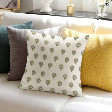 Decorative Pillow Cover 18x18 Olive Green Floral Design
