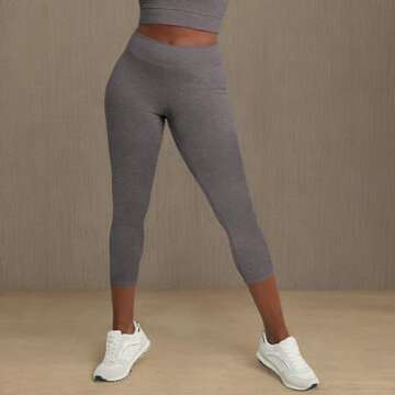 Hanes Women's Stretch Jersey Capri, Charcoal Heather, Medium