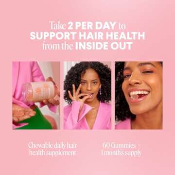 MONDAY HAIRCARE Hair Gummies for Thicker and Stronger Hair (60 Count) Strawberry Flavored - Biotin, Vitamin C, E, Supplement for Women and Men
