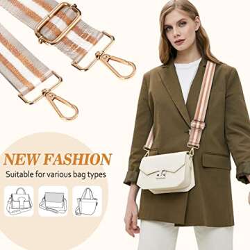 HUANLANG Purse Straps Replacement Crossbody Bag Strap Fashion Adjustable Guitar Strap for Women Trendy Wide Handbag Straps