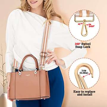 HUANLANG Purse Straps Replacement Crossbody Bag Strap Fashion Adjustable Guitar Strap for Women Trendy Wide Handbag Straps