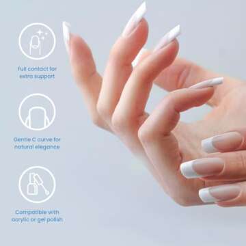 ForPro Evolution Nail Tips, Artificial Nail Strips for Acrylic Powder and Gel Nail Polish, Gentle C Curve, Nail Kit Essentials, 360-Count (36 Nail Strips for Each Size 1-10)