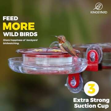 Kingsyard Window Hummingbird Feeder with Ant Moat, Strong Suction Cup Hummingbird Feeders for Outdoo...