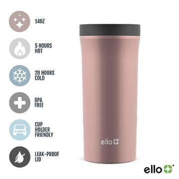 Ello Arabica 14oz Vacuum Insulated Travel Mug in Rosegold