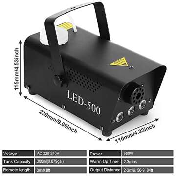 Portable 500W Fog Machine for Events and Parties