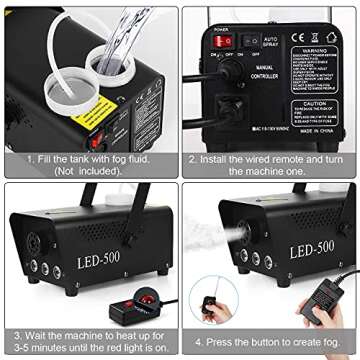 Portable 500W Fog Machine for Events and Parties